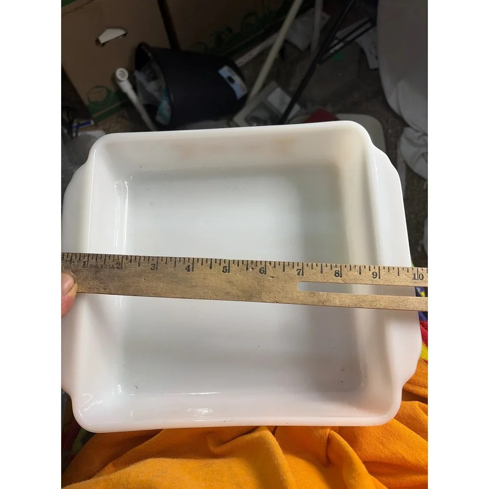 Fire-King 452 Milk Glass Wheat Pattern Square Baking Dish 8x8 Vintage USA